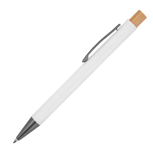 Stylo à bille en aluminium recyclé avec poussoir en bambou Stylo à bille en aluminium recyclé avec poussoir en bambou