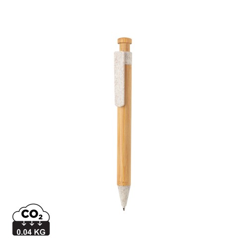 Bamboo pen with wheatstraw clip Bamboo pen with wheatstraw clip