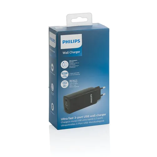 Philips 65W Ultra-Schnell-PD 3-Port-USB-Wandladegerät Philips 65W Ultra-Schnell-PD 3-Port-USB-Wandladegerät