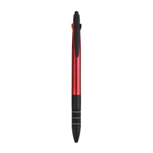 Penna a scatto in plastica con 3 refill dei colori blu, nero e rosso Penna a scatto in plastica con 3 refill dei colori blu, nero e rosso