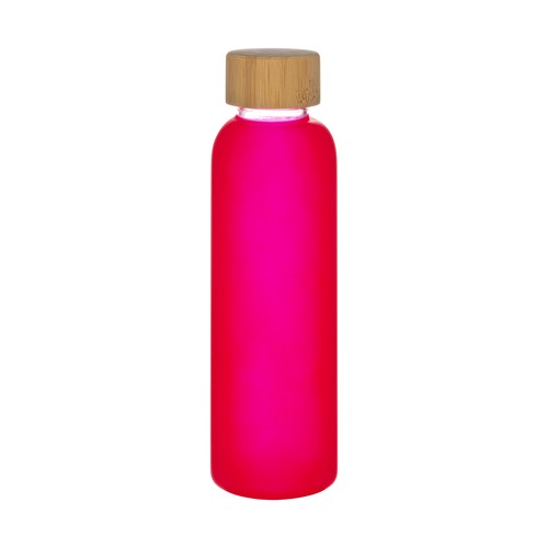 Bouteille en verre dépoli et bouchon en bambou, capacité 500 ml