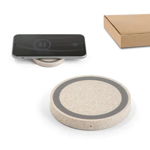 CUVIER. Caricatore wireless 15W in ABS riciclato (65% rABS) e fibra di paglia di grano (35%) CUVIER. Caricatore wireless 15W in ABS riciclato (65% rABS) e fibra di paglia di grano (35%)