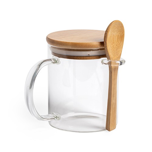 Glass and bamboo cup 420ml Cassibile