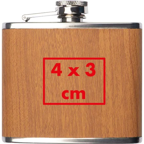 Flasque en acier inoxydable avec étui en bois, capacité de remplissage 170 ml Flasque en acier inoxydable avec étui en bois, capacité de remplissage 170 ml
