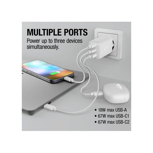 Fresh 'n Rebel 67W Laptop Fast Charger GaN USB-C & USB-A