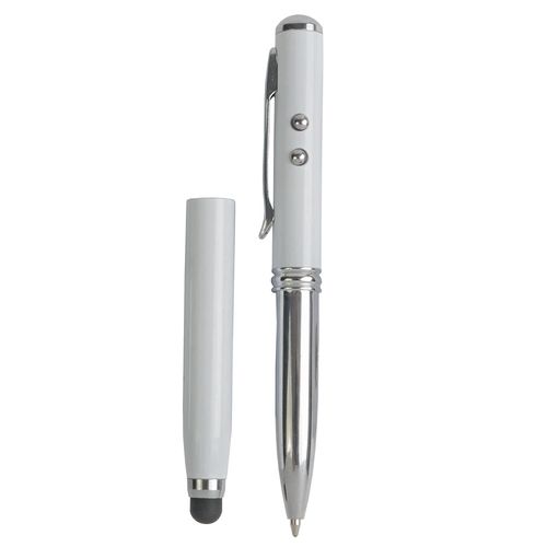 Multifunctional metal pen with LED light, laser and touchscreen rubber tip