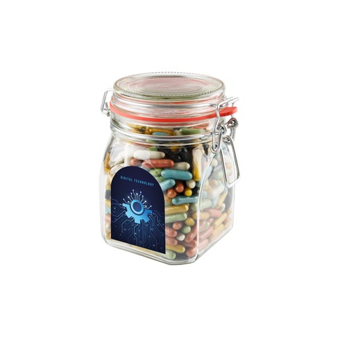 Bocal Weck de 0,9 litre rempli de bonbons Bocal Weck de 0,9 litre rempli de bonbons