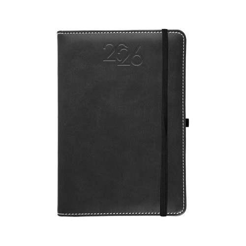 Agenda journalier 2026, couverture rigide en PU thermocollé avec piqûres sur les bords