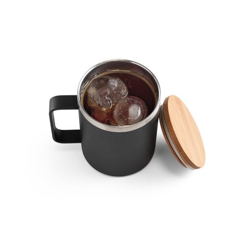 LAUDA. Mug in 90% recycled stainless steel with bamboo lid 420 mL LAUDA. Mug in 90% recycled stainless steel with bamboo lid 420 mL