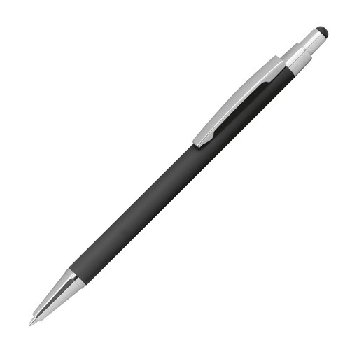 Metal ballpen with rubber coating and touch function Metal ballpen with rubber coating and touch function