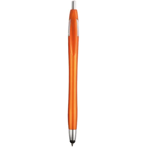 Penna a scatto in plastica con gommino per touch screen Penna a scatto in plastica con gommino per touch screen