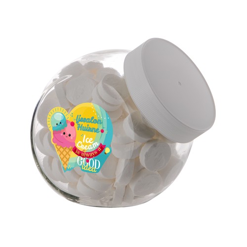 Medium glazen pot, gevuld met snoep