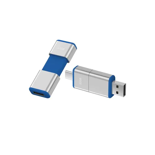 Model OTG F49 Type C USB 3.0-flashschijf 64 GB blauw Model OTG F49 Type C USB 3.0-flashschijf 64 GB blauw
