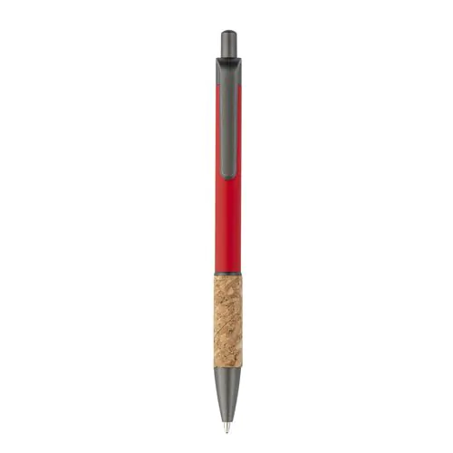 Aluminum pen with cork handle, burnished clip, top and tip Aluminum pen with cork handle, burnished clip, top and tip