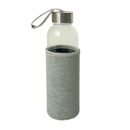 Botella de vidrio con tapa de acero inoxidable, 500 ml