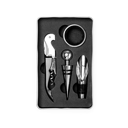 Ensemble de vin avec accessoires en acier Indio Ensemble de vin avec accessoires en acier Indio