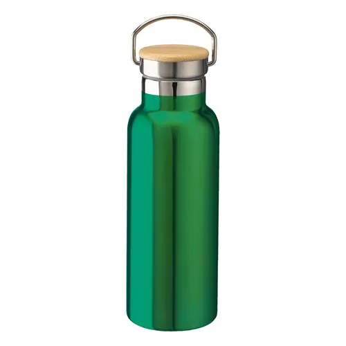 Thermos in acciaio inossidabile (500 ml) con doppia parete isolante e tappo in bambù Thermos in acciaio inossidabile (500 ml) con doppia parete isolante e tappo in bambù