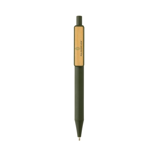 Stylo en ABS recyclé GRS avec clip en bambou