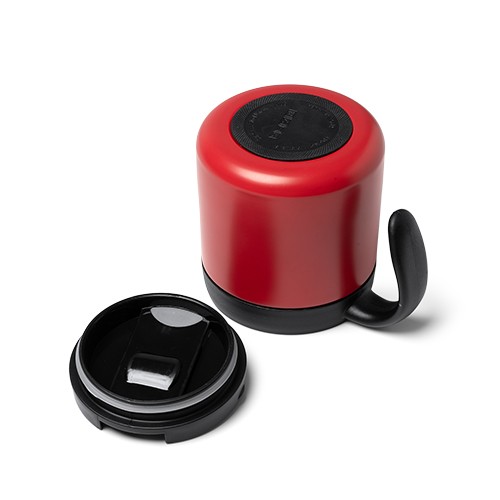 Double-walled thermal mug with screw-on lid and co Flora