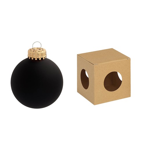Boule de Noël 8 cm avec tampographie 4-5 couleurs (recto) - en boîte ECO - couronne dorée - MADE IN GERMANY