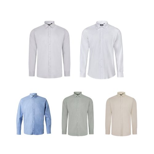 VL PRITHVI MAN. Chemise Oxford pour homme (180 g/m²) en coton (50 %), polyester (45 %) et élasthanne (5 %)