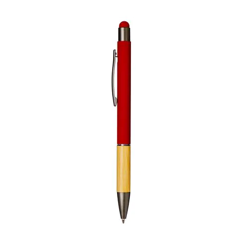 Push button aluminium ball pen with bamboo handle and color touch Push button aluminium ball pen with bamboo handle and color touch