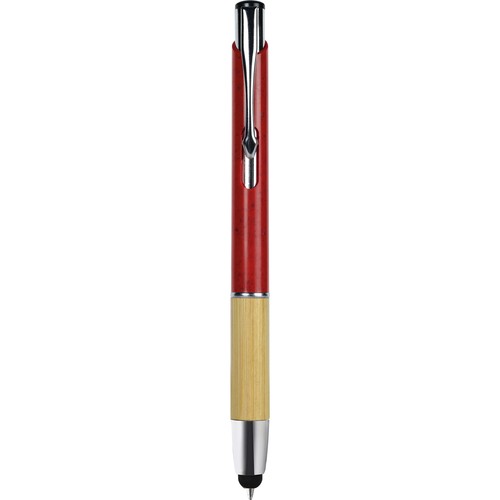 PENNA A SFERA CON TOUCH SCREEN IN PAGLIA DI GRANO+ABS, BAMBÙ E METALLO