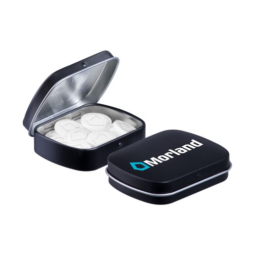 Mini hinged tin logo mints