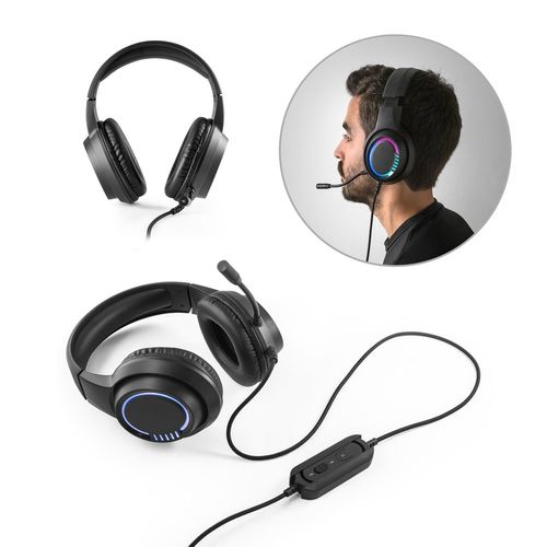 Thorne Headset RGB. Słuchawki do gier ABS z 2-metrowym kablem, mikrofonem i diodami LED RGB Thorne Headset RGB. Słuchawki do gier ABS z 2-metrowym kablem, mikrofonem i diodami LED RGB