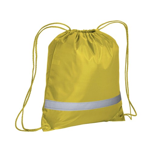 210T polyester backpack with reflective strip, drawstring closure and reinforced corners