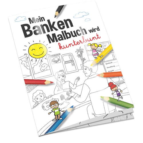 Colouring book / set A6 - banks - Colouring set with individual front and back sides