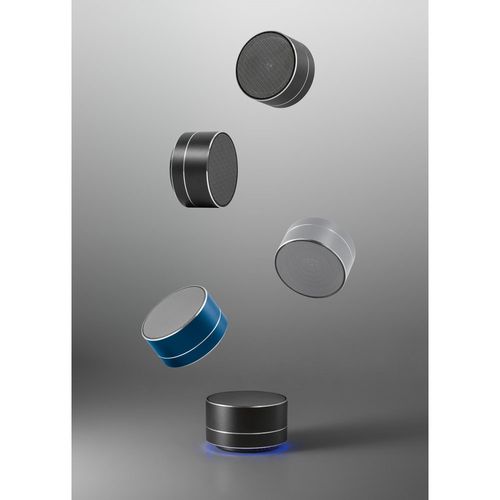 FLOREY. Portable 3W speaker with 3h battery life in recycled aluminium (100% rAL) and recycled ABS (100% rABS)