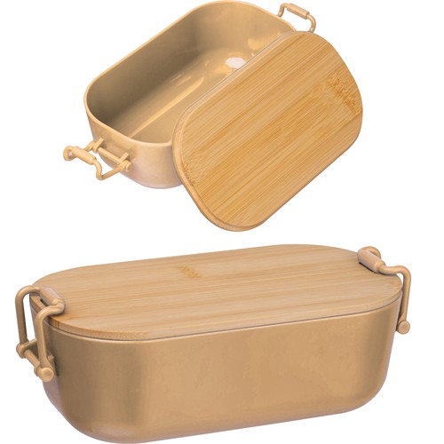 Lunchbox with bamboo lid and clamp closure. JAVIER Lunchbox with bamboo lid and clamp closure. JAVIER