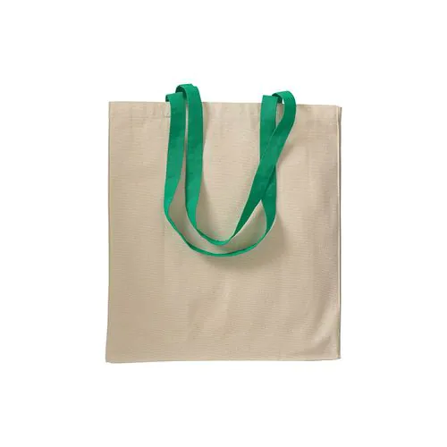 Bolsa de algodon naturel, asas largas de colores y fuelle Bolsa de algodon naturel, asas largas de colores y fuelle