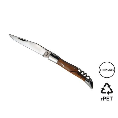 Pocket knife 'Tradition', 11cm, corkscrew, olive tree wood