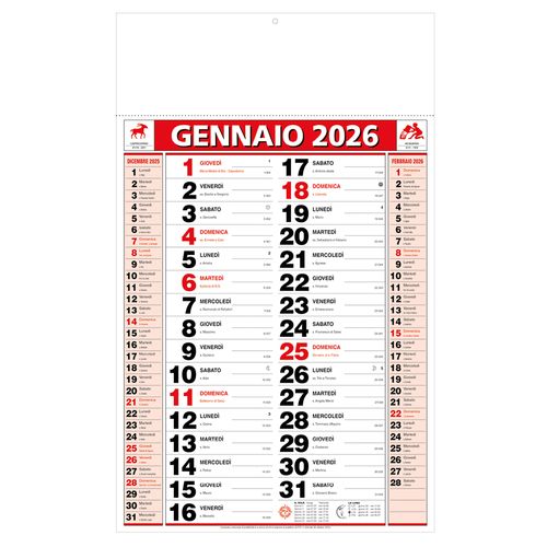 2026 Two-Colour Monthly Wall Calendar, 12 sheets, coated paper, heat-sealed 2026 Two-Colour Monthly Wall Calendar, 12 sheets, coated paper, heat-sealed