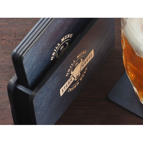 Wooden box with 4 coasters Wooden box with 4 coasters