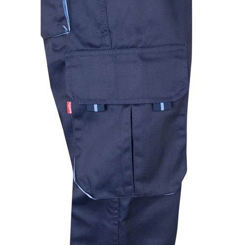 VL FIDES. Two-tone, multi-pocket stretch trousers (240g/m²), in cotton (46%), EME (38%) and polyester (16%)