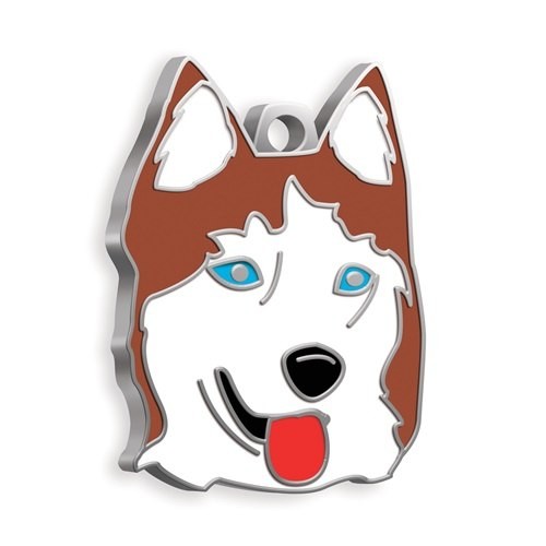 MEDAILLE CHIEN HUSKY BLANC ET MARRON