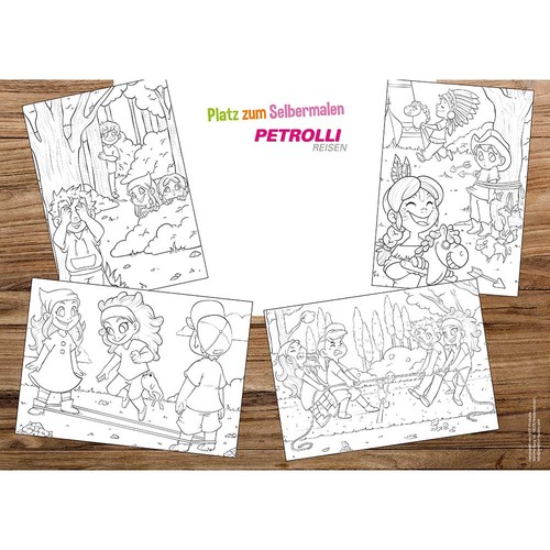 Coloring sheets set - with digital printing Coloring sheets set - with digital printing