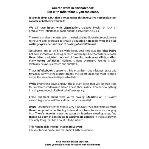 INFINITEBOOK LINED A5. Infinitebook con copertina flessibile e 15 pagine bianche stile lavagna bianca