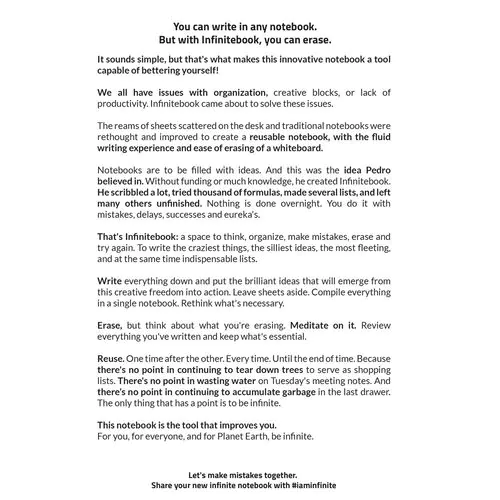 INFINITEBOOK LINED A5. A5 Infinitebook with flexible cover and 15 lined whiteboard pages INFINITEBOOK LINED A5. A5 Infinitebook with flexible cover and 15 lined whiteboard pages