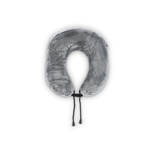 Contoured memory foam travel pillow with EVA case