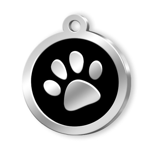 PET TAG ROUND BLACK PAW PET TAG ROUND BLACK PAW