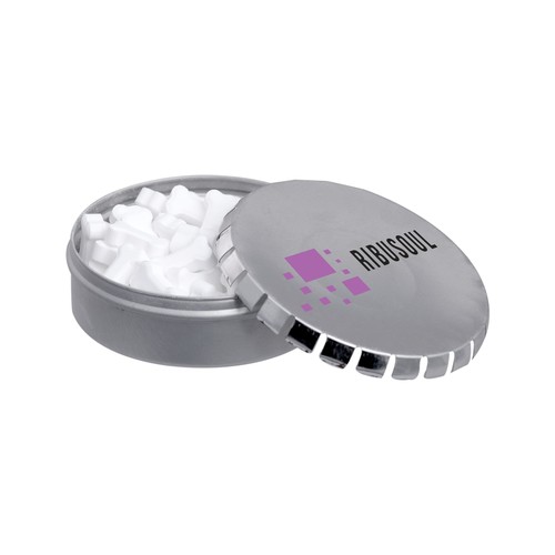 Clic-clac tin filled with standard shape peppermint