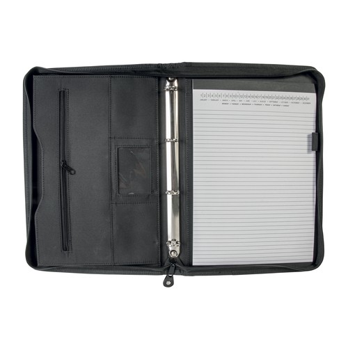 Microfibre and leatherette briefcase. Ring binder