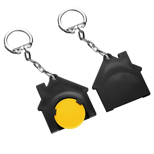 Chiphouder met winkelwagenmuntje 1€ "huis" Chiphouder met winkelwagenmuntje 1€ "huis"