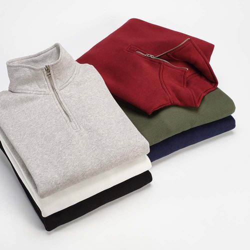 Felpa Malibu c/ mezza cerniera. Cotone bio, rCotton e rPET. Made in Portogallo