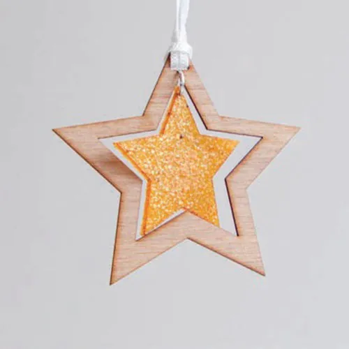 Addobbo Natale stella biomateriale in stella di legno
