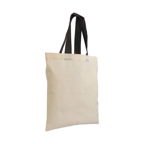Shopper mini en coton naturel 135 g/m2, anses courtes colorées